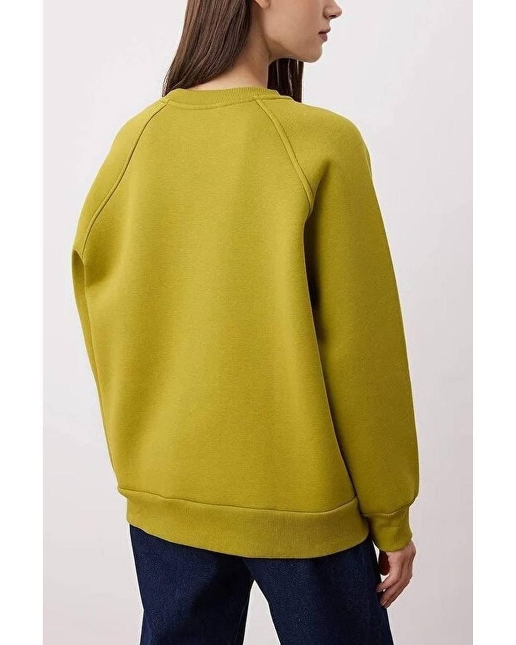 WOVCOR Yellow Basic Crew Neck Fleece Sweatshirt