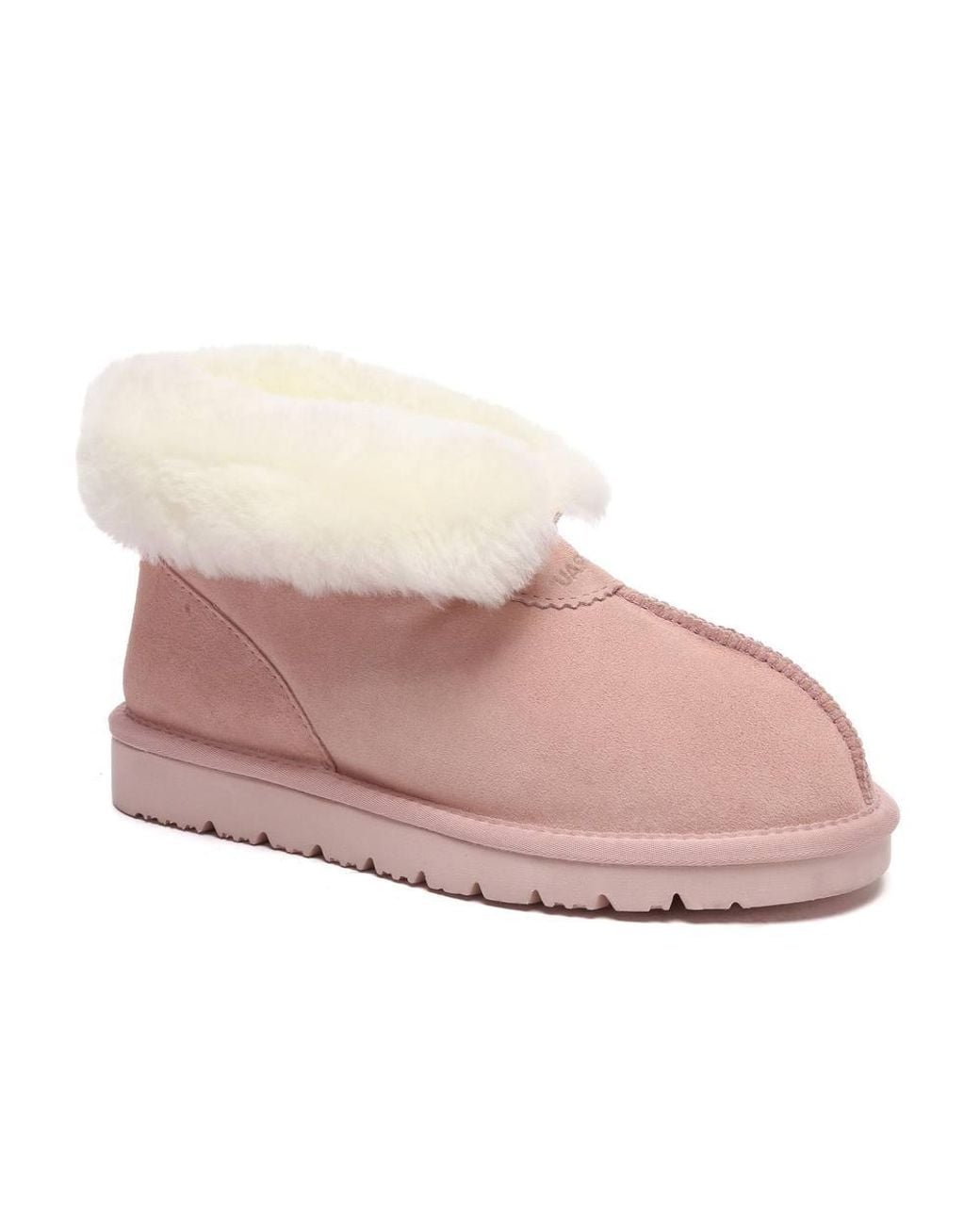 EverAu Australia Pink Real Sheepskin Owl Ankle Slippers W/ Eva Sole