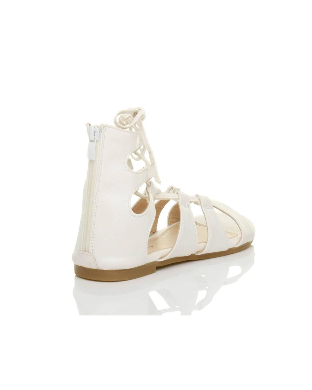 AJVANI White Tie Up Gladiator Sandals