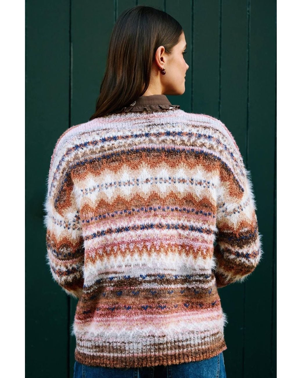 Yumi' Red Fairisle Relaxed Boucle Jumper