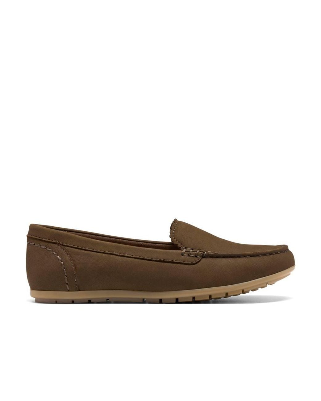 Clarks Brown Elliotte Step Nubuck Slip Ons, Moccasins