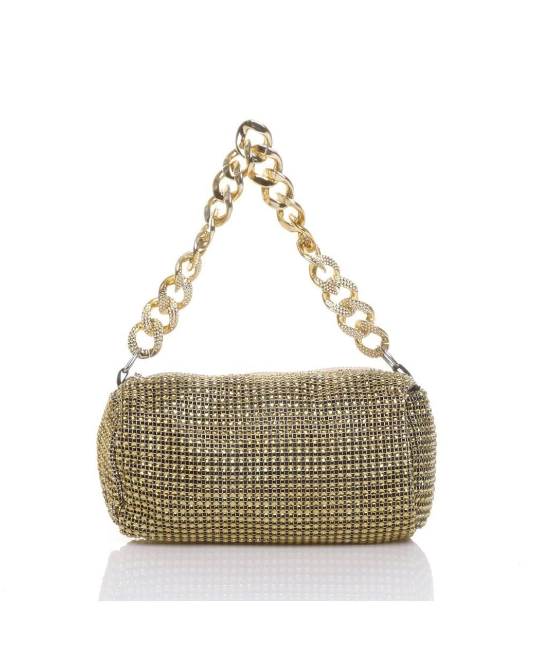 AJVANI Metallic Sparkly Baguette Barrel Clutch Bag