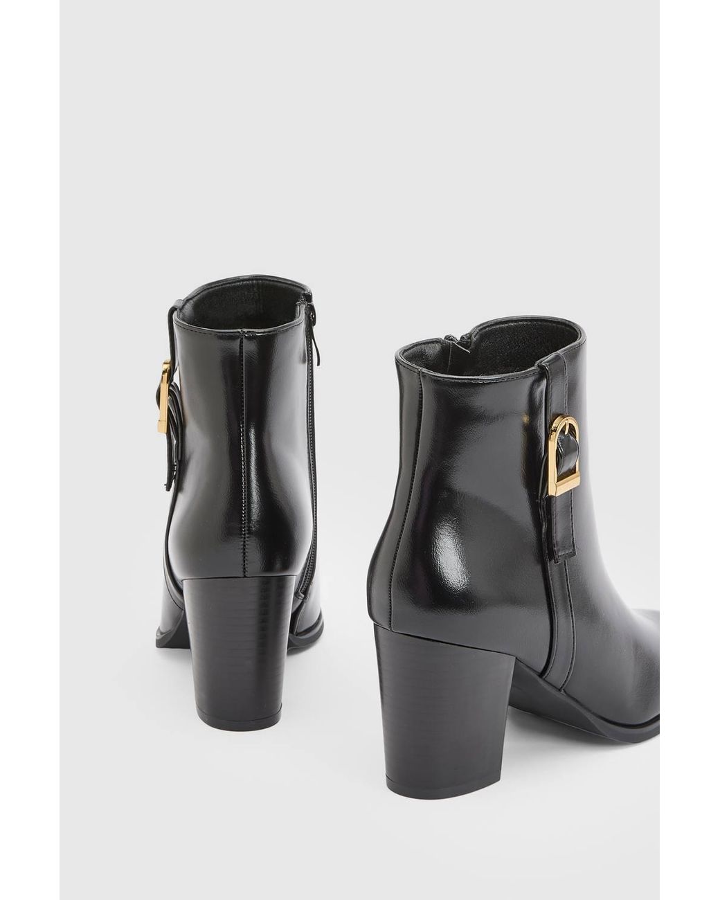 Wallis Black Sophie Faux Leather Buckle Detail Ankle Boots