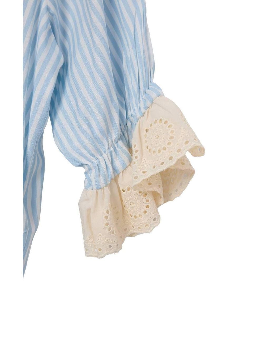 WOVCOR Blue V Neck Balloon Sleeve Viscose Pyjama Set