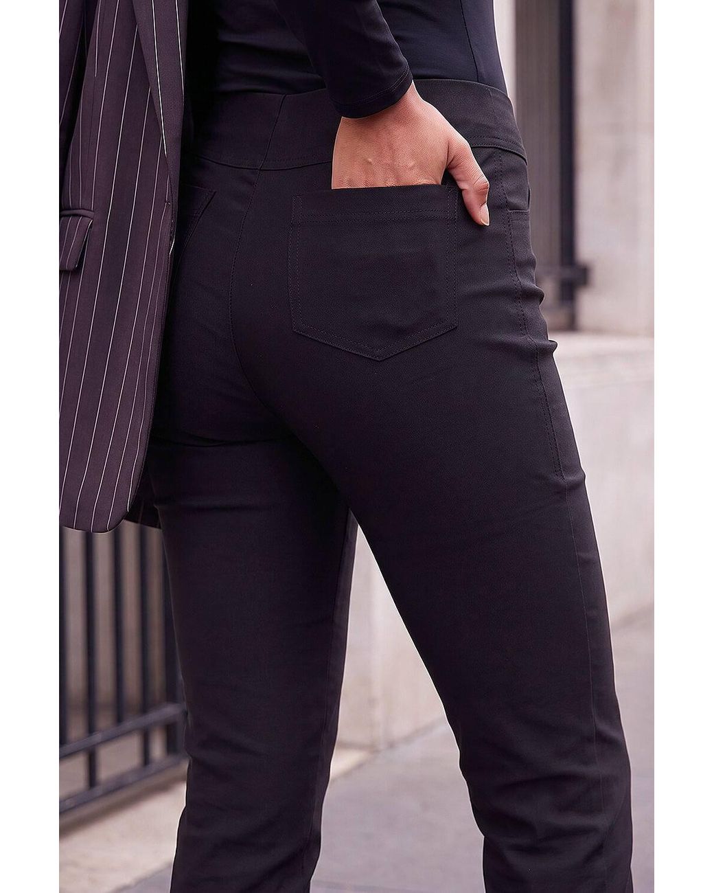 Roman Blue 3/4 Length Stretch Elastic Waist Trouser