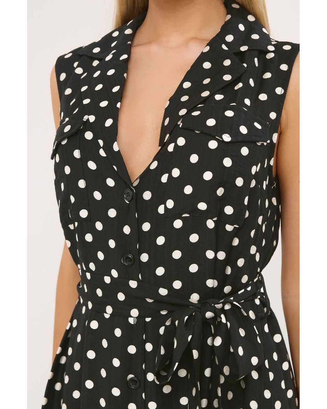 Star by Julien MacDonald Black Polka Dot Sleeveless Shirt Dress