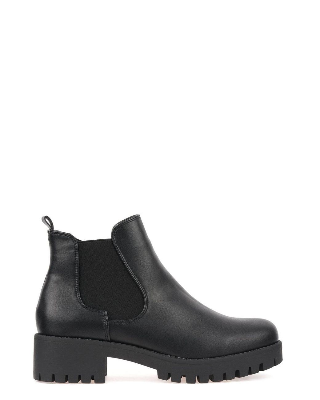 Miss Diva Blue Solo Elastic Cleated Sole Pu Ankle Boots