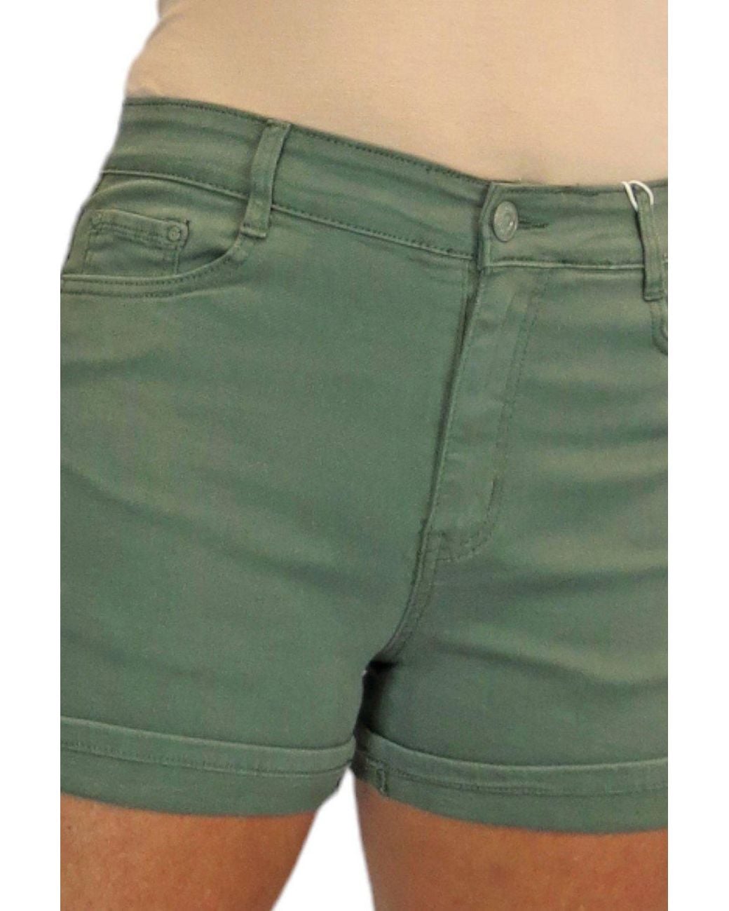 Paulo Due Green Casual Turn Up Slim Fit Shorts