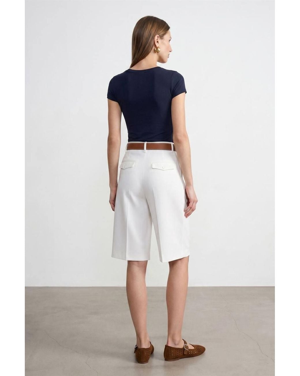 Dilvin Blue Slim Fit V-Neck Jersey Blouse