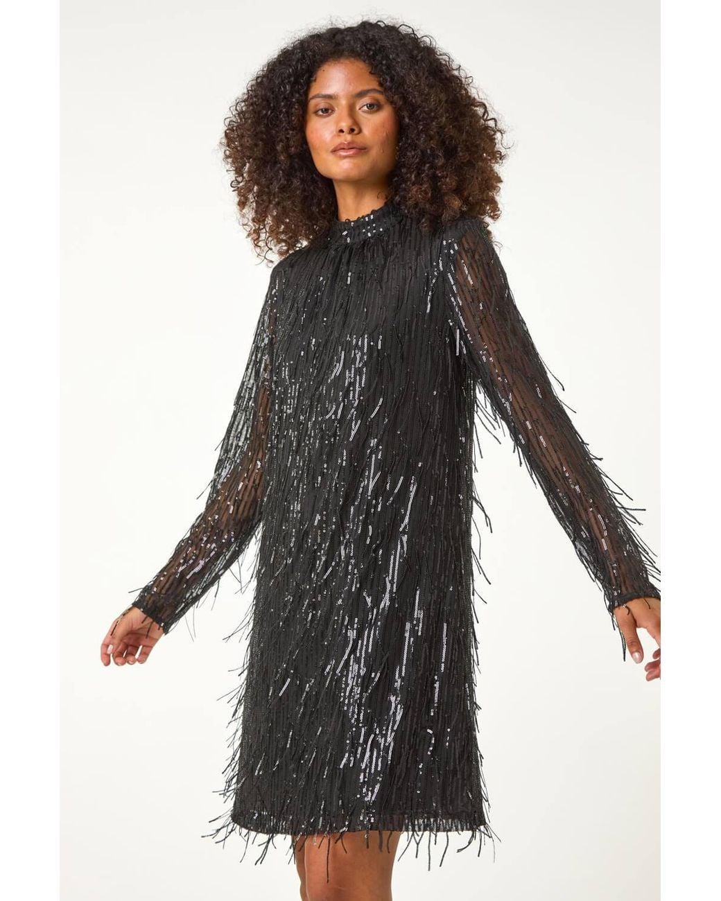 D.u.s.k Black All Over Fringe Shift Dress