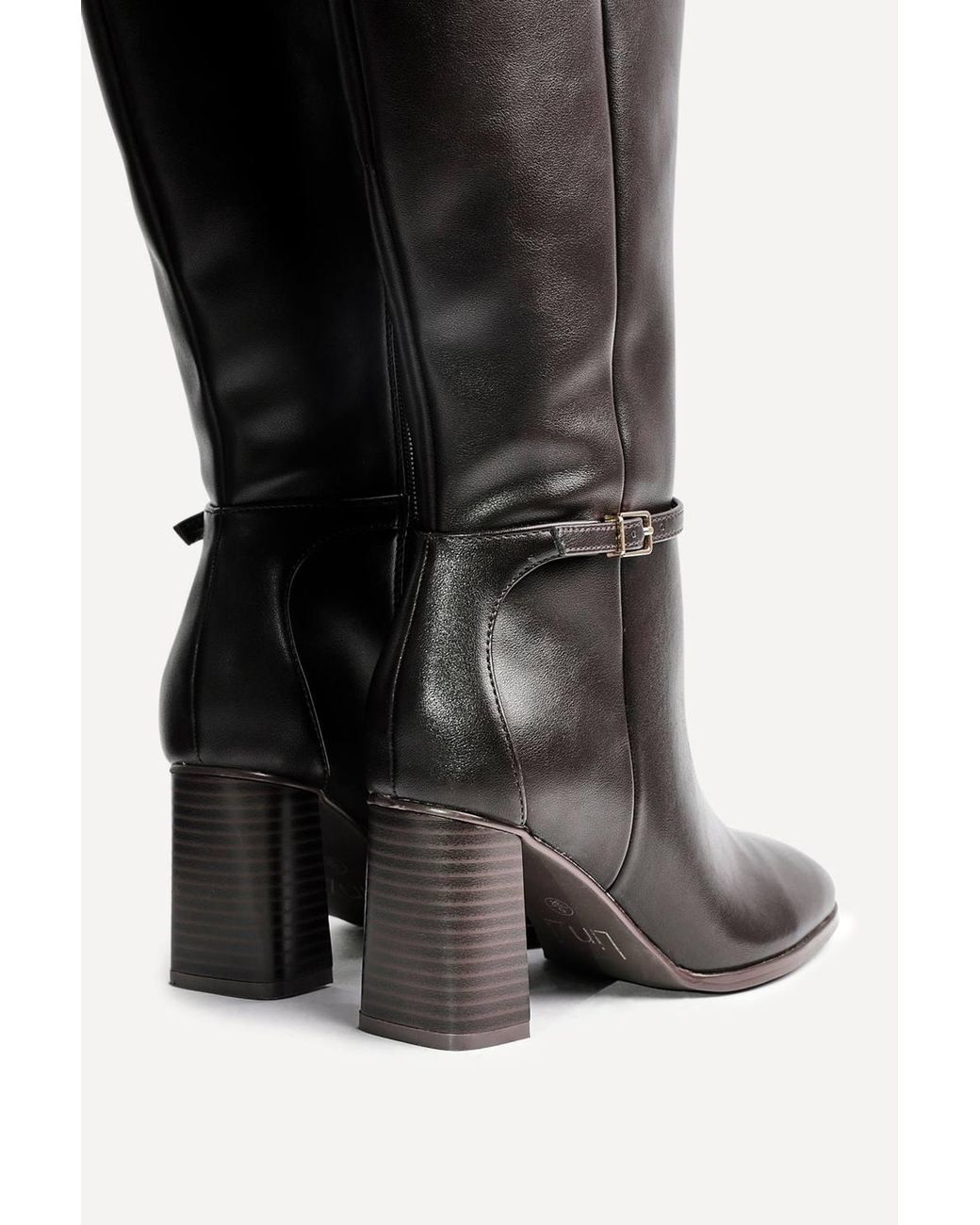 Linzi Black Midtown Faux Leather Long Heeled Boot