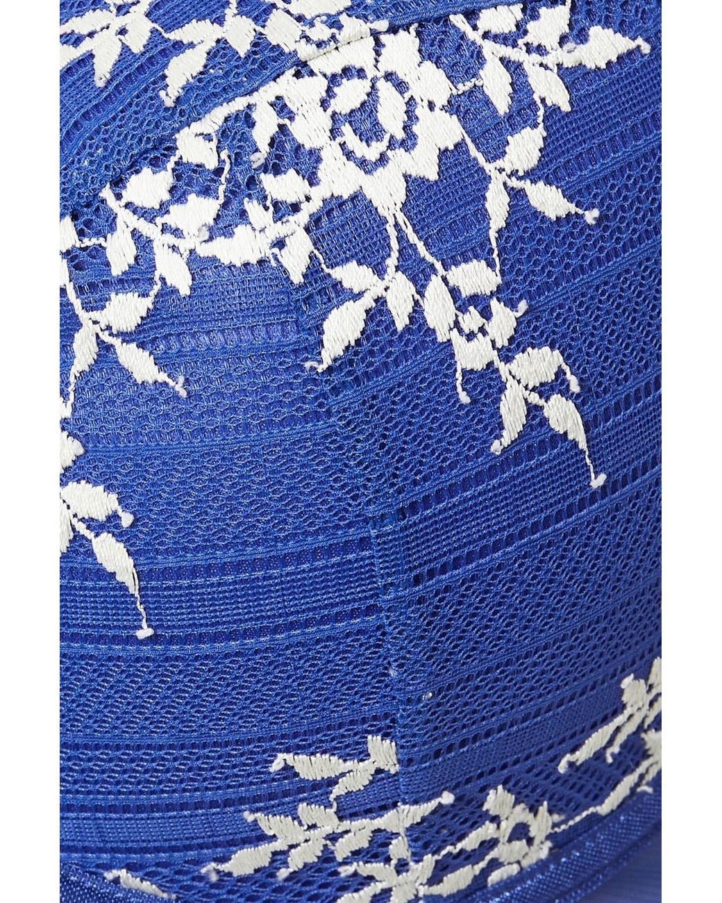 Yours Blue Floral Embroidered Plunge Bra