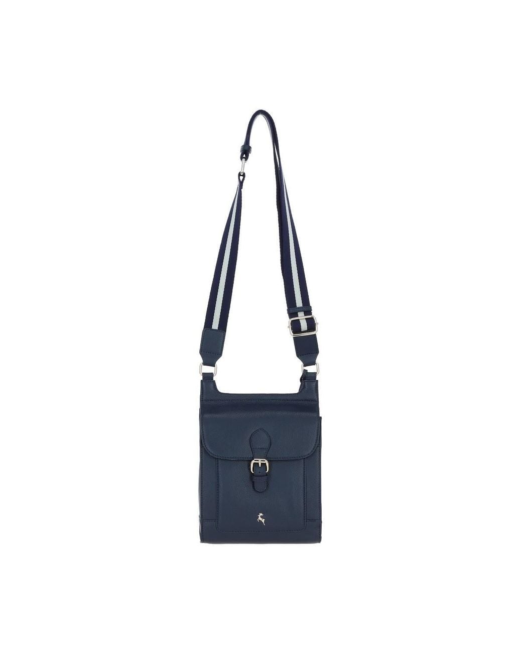 Ashwood Leather Blue 'Eclisse Cuoio' Real Leather Crossbody Bag