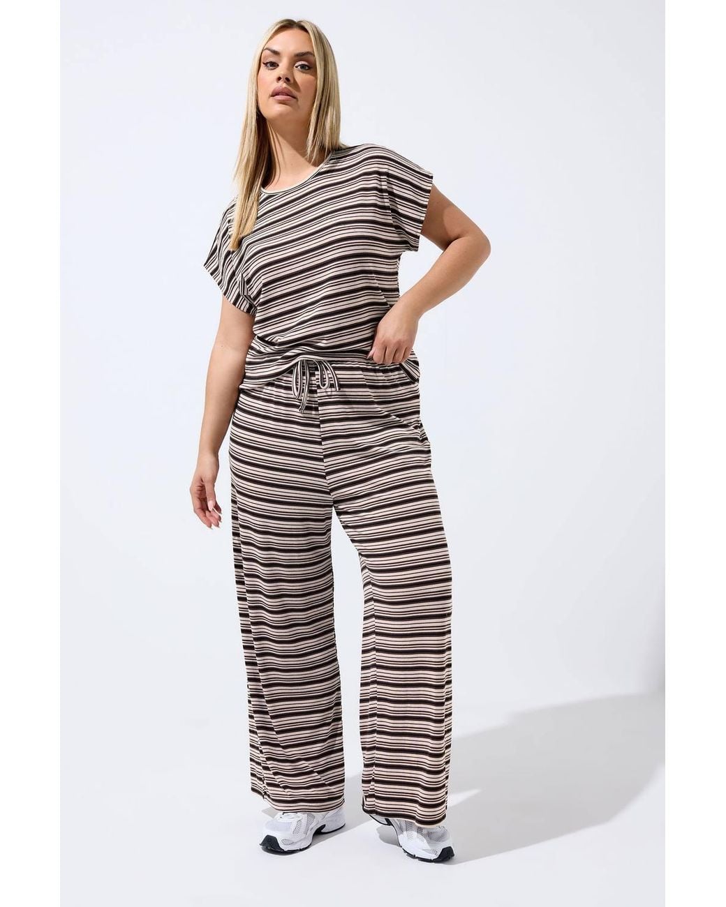 Yours Multicolor Stripe Ribbed Wide Leg Trousers