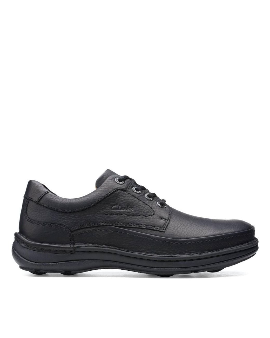 Clarks Black Nature Three Leather Derby Shoes, Lace Up for men