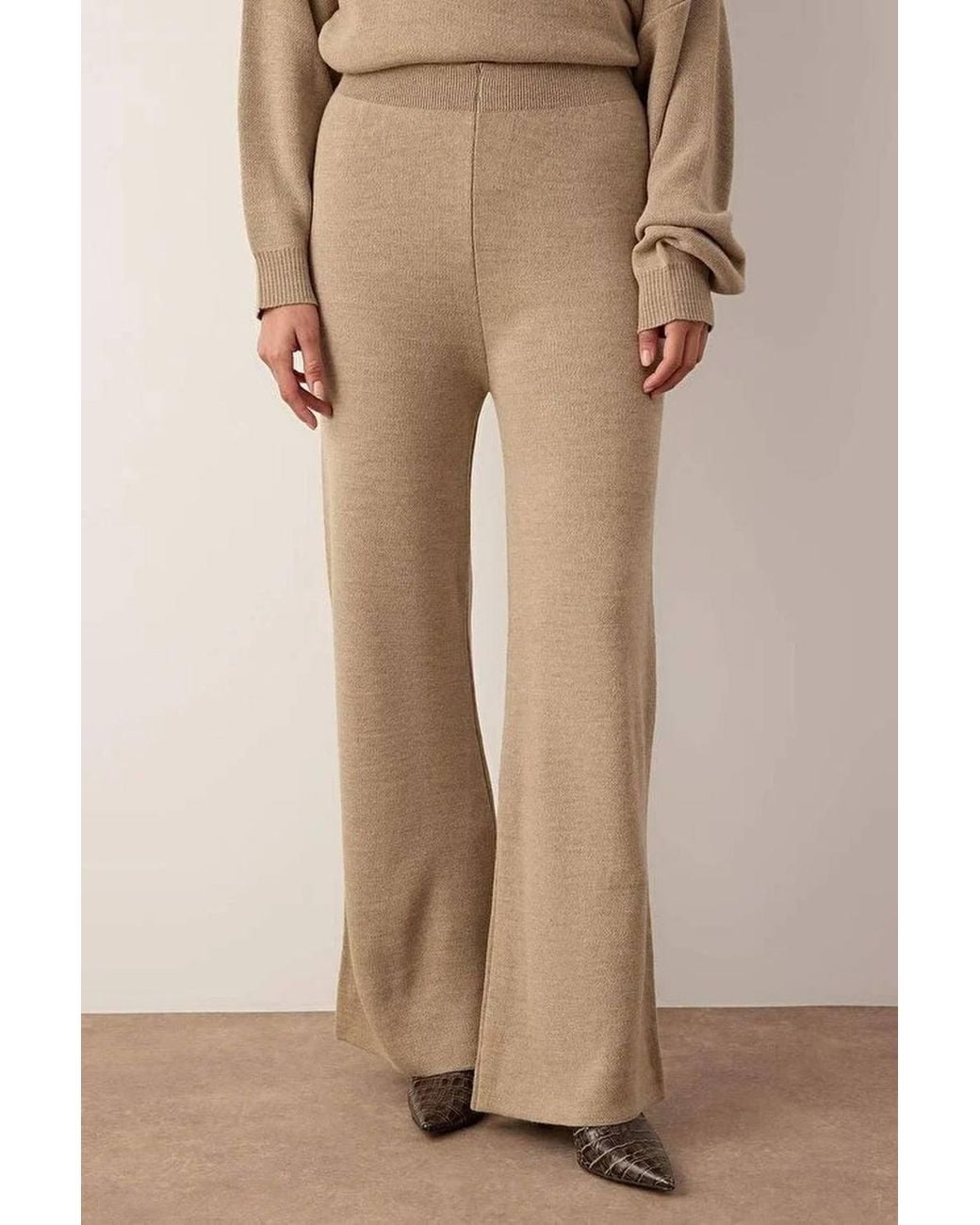 WOVCOR Natural Boat Neck Knit Sweater & Wide Leg Trousers Co-Ord Set