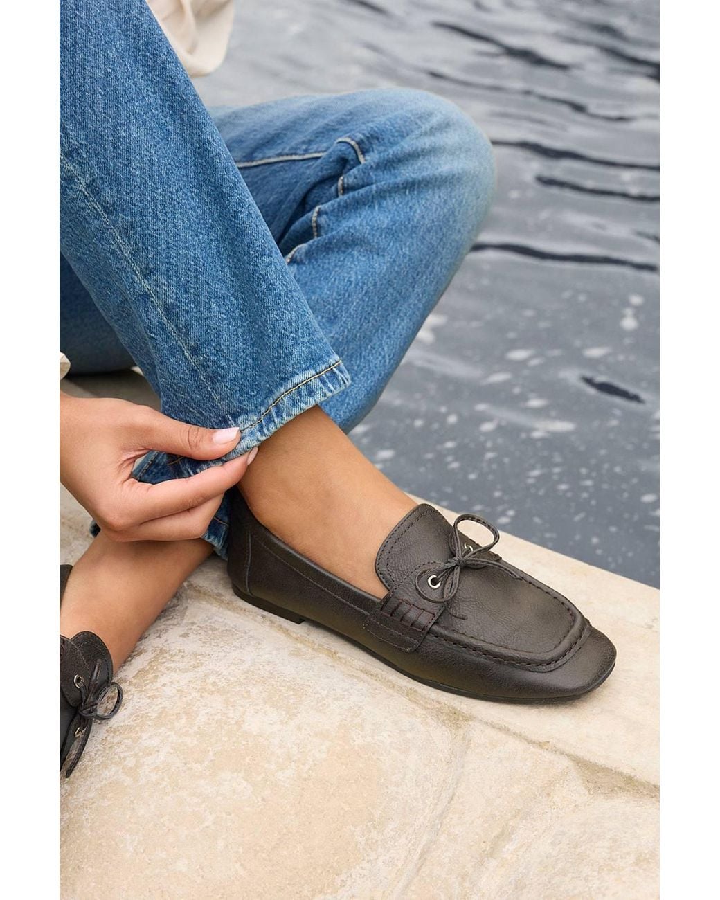 Linzi White Narrative Faux Leather Loafer
