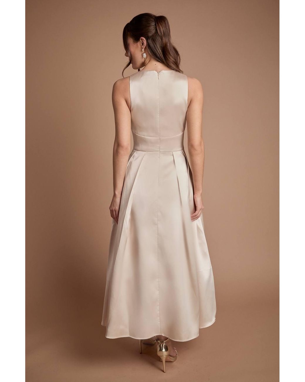 Coast Brown Cross Neck Twill Bridesmaid Dress
