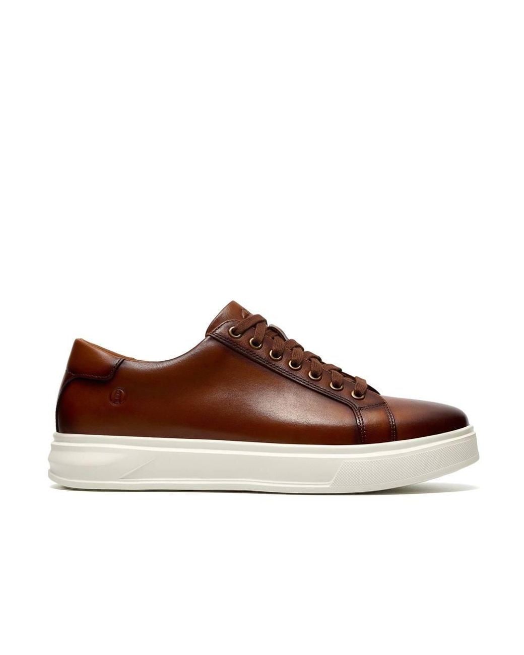 Clarks Brown Goswell Tie Tan Leather Trainers, Lace Up for men