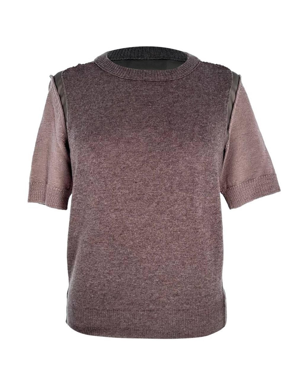 Lanvin Purple Preloved Short-Sleeve Crew Neck Knitted Top