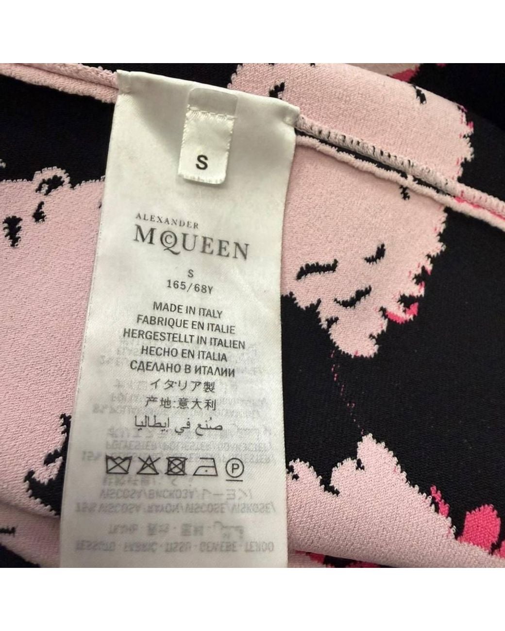 McQueen Black Preloved Rose-Jacquard Knit Flare Midi Skirt
