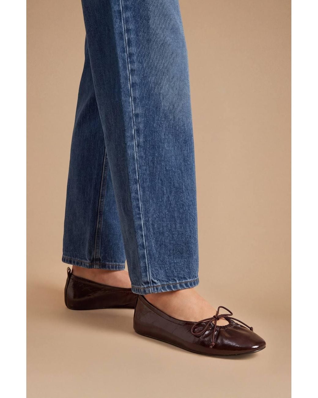 Dorothy Perkins Blue Faith: Jade Faux Leather Bow Detail Ballet Pumps