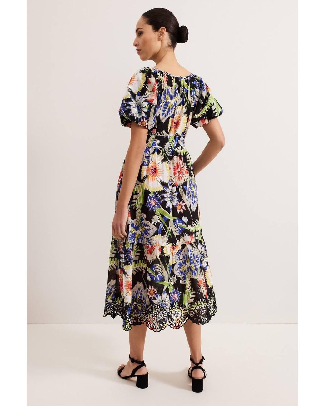 Phase Eight Black Asa Floral Tie Neck Dress