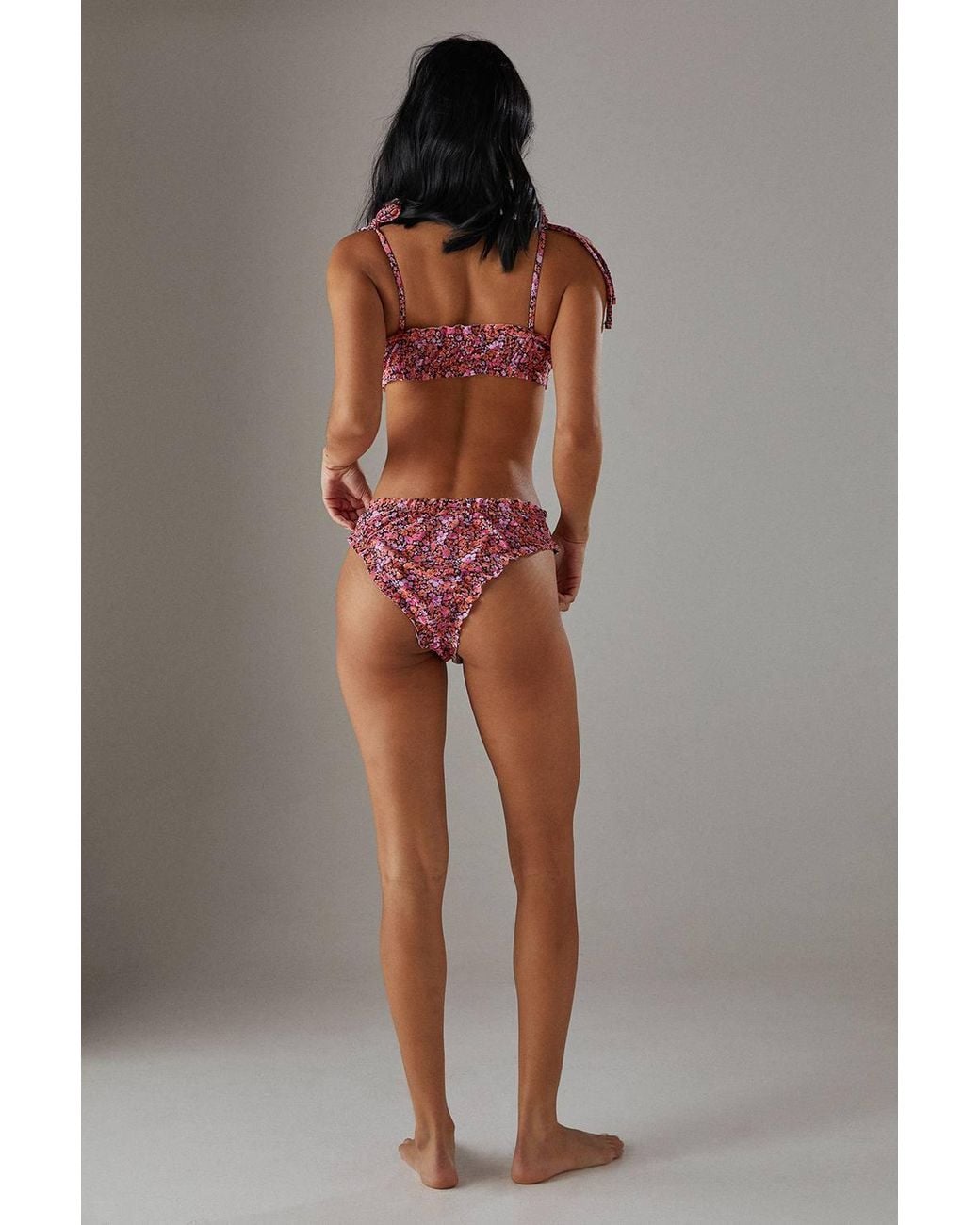 Warehouse Multicolor Ruched Front Bikini Top