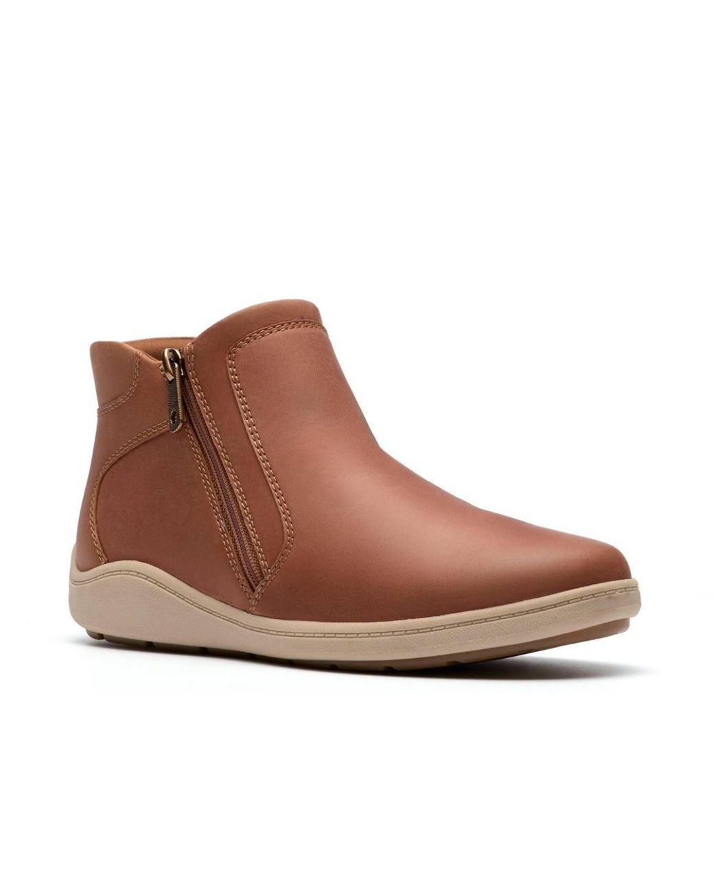 Clarks Brown Bryianne Carly Tan Leather Ankle Boots