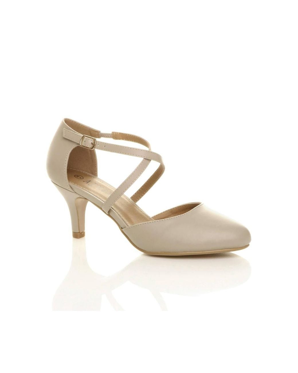 AJVANI Natural High Heel Crossed Straps Court Shoes