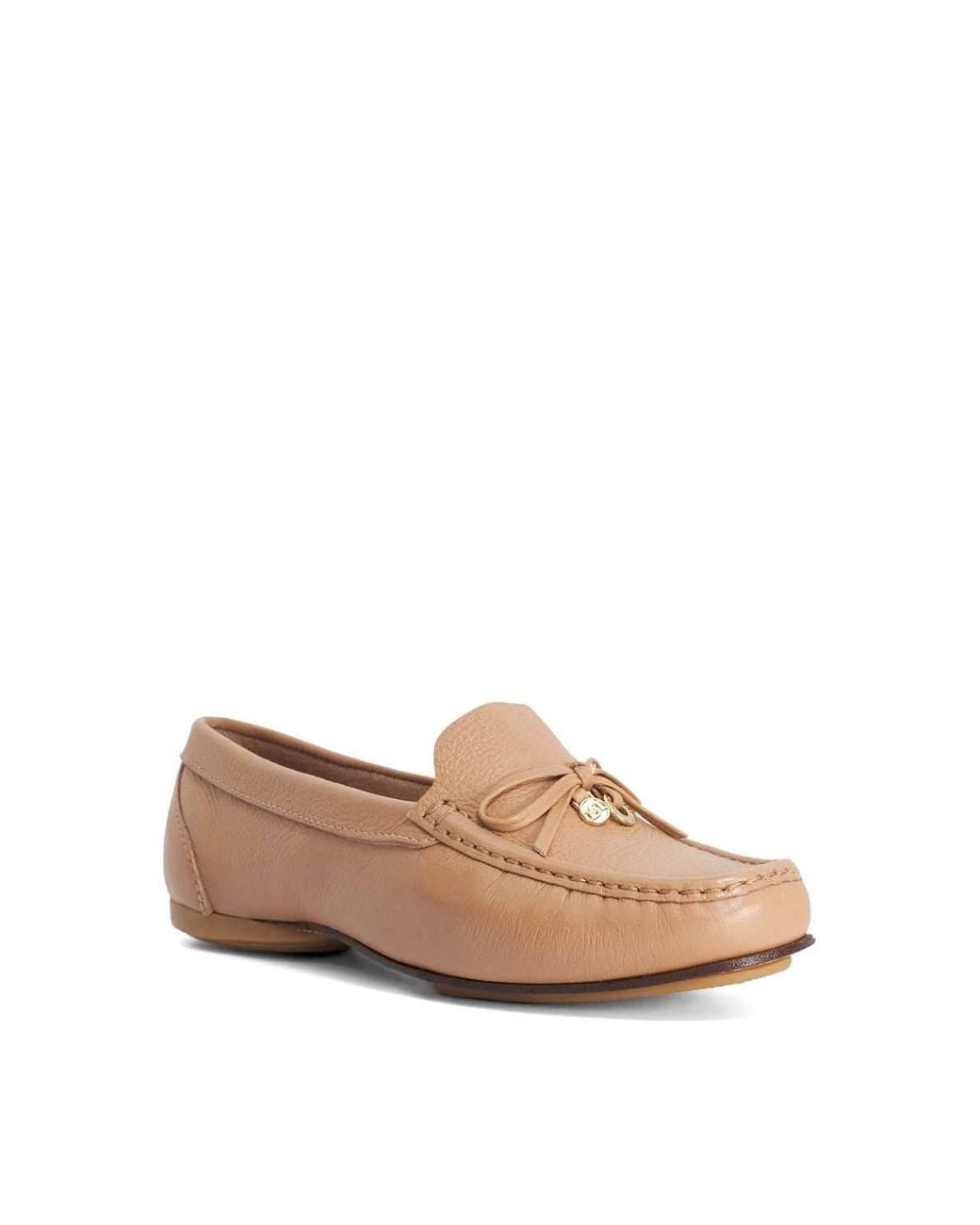 Dune White Wide Fit 'Grip' Leather Loafers