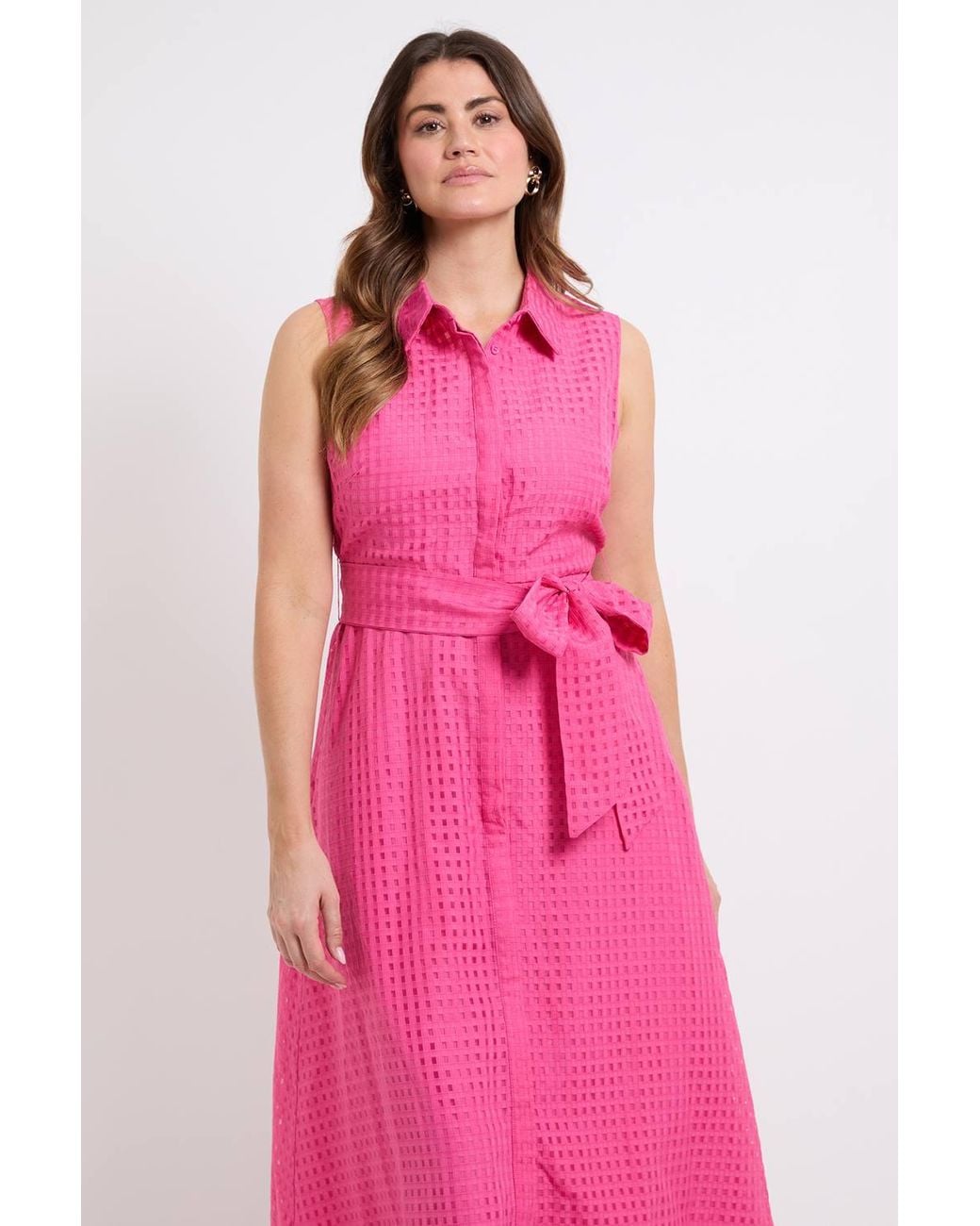 Wallis Pink Sleeveless Check Organza Shirt Dress