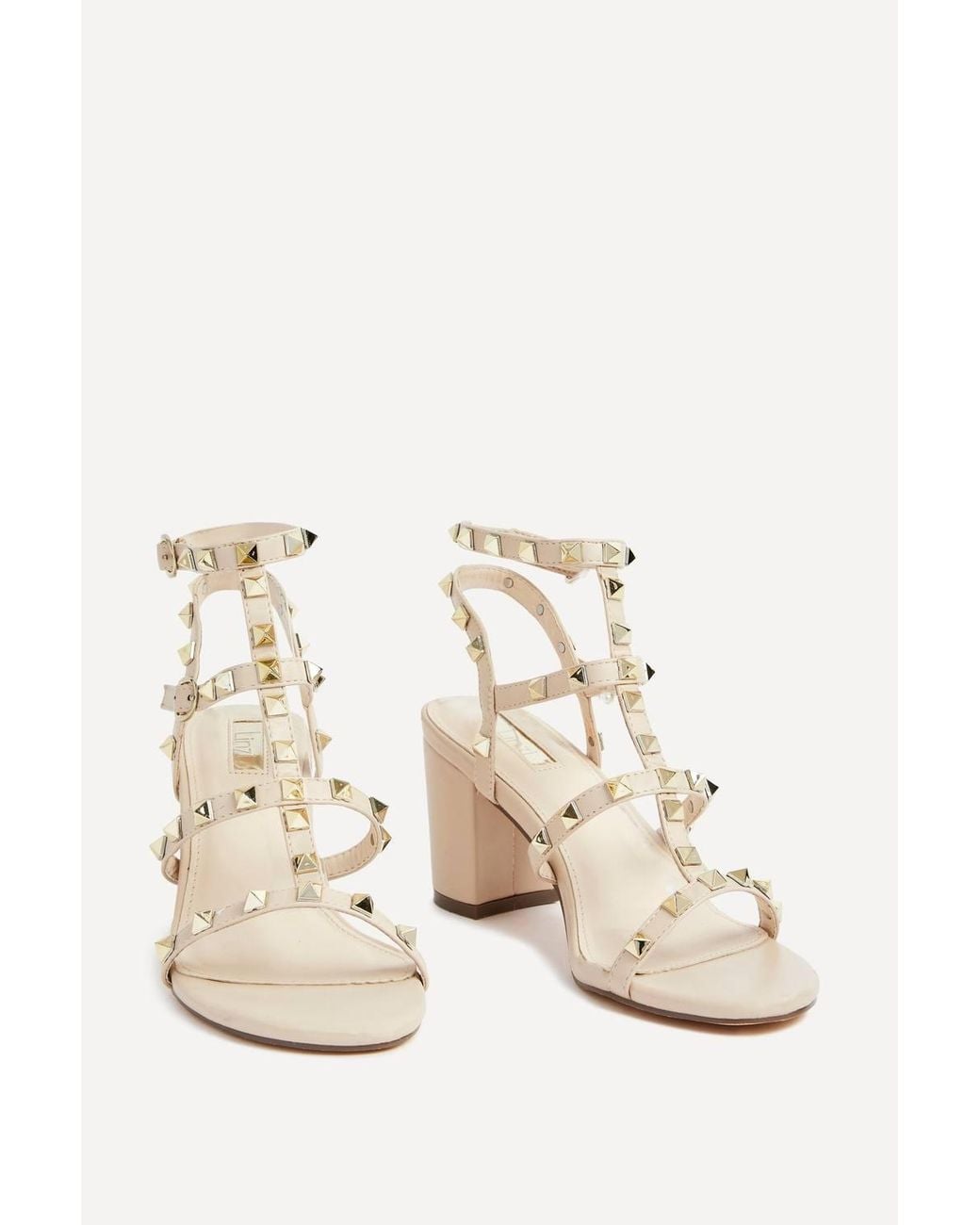 Linzi Natural Tessa Studded Block Heel Sandals