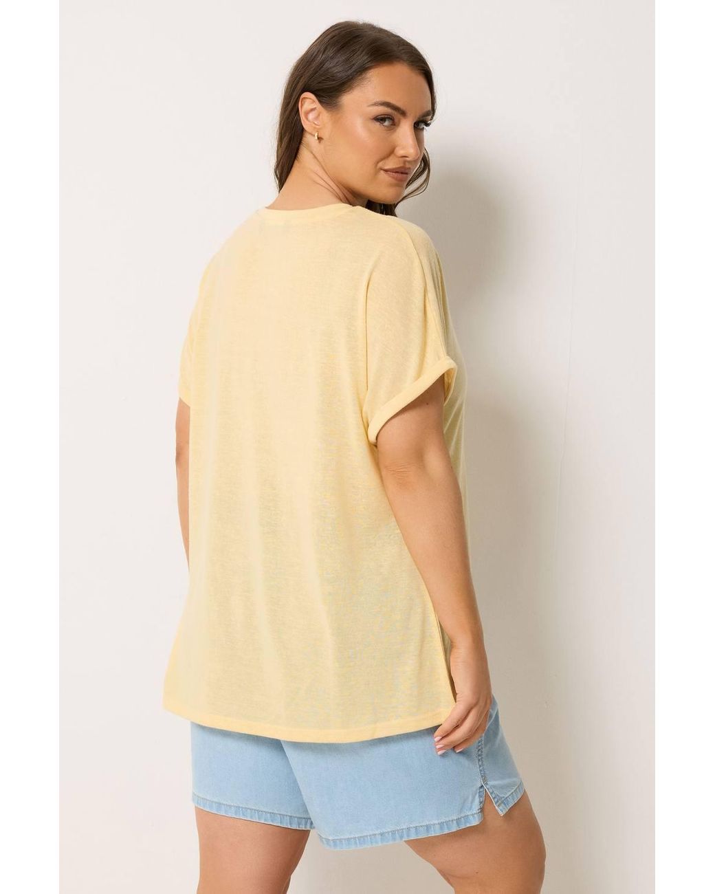 Yours Blue Linen Look T-Shirt