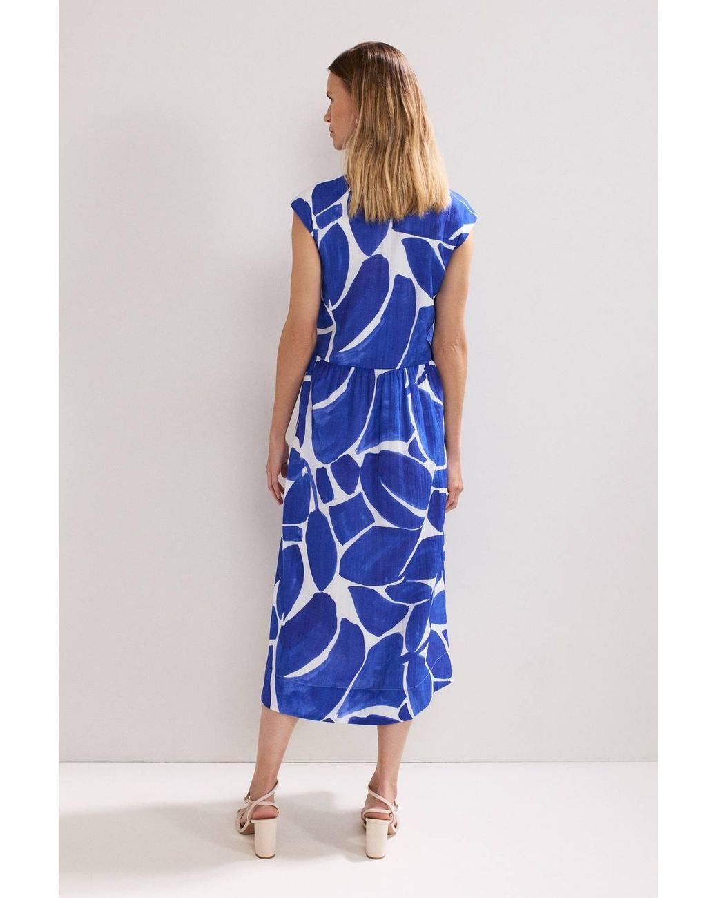 Phase Eight Blue Talah Keyhole Neck Midi Dress