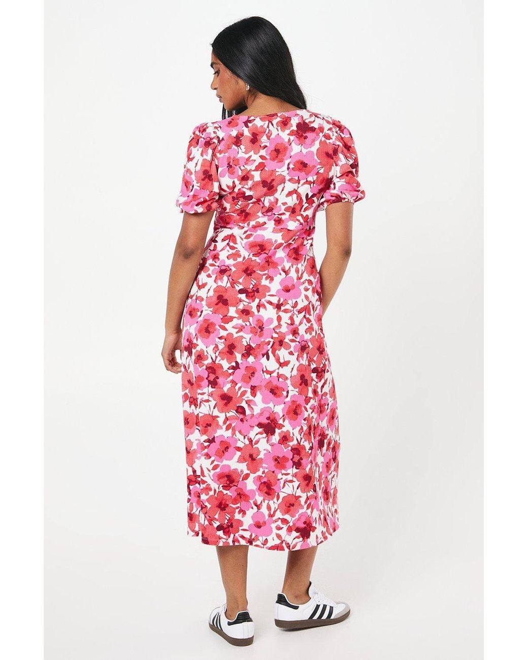 Dorothy Perkins Red Petite Floral Sweetheart Neck Midi Dress
