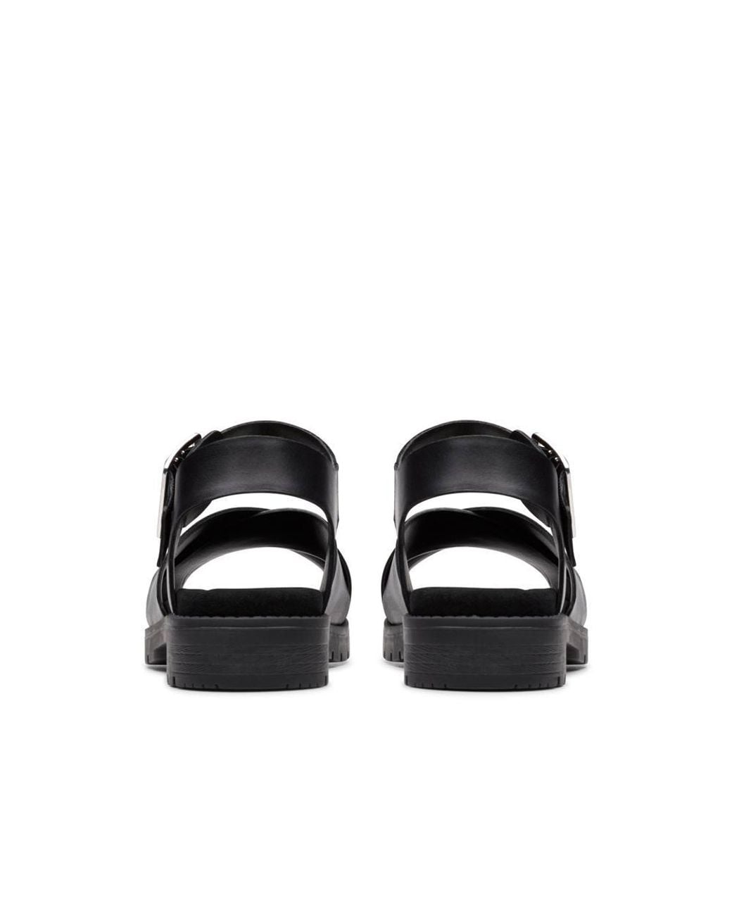 Clarks Black Orinoco Cross Leather Flat Sandals