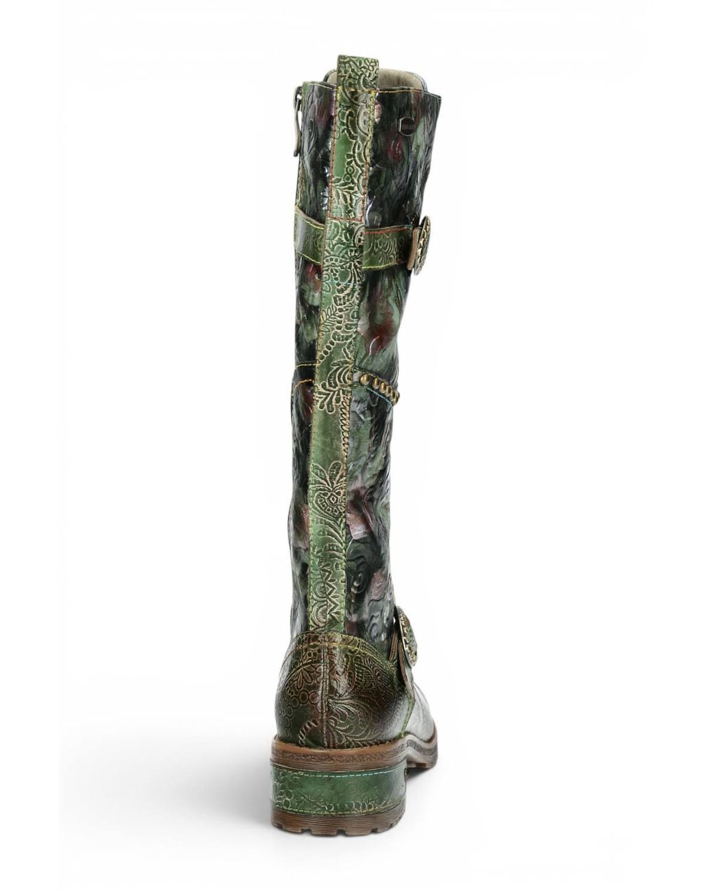 Infinity Leather Green Victorian Leather High Lace-Up Long Boots