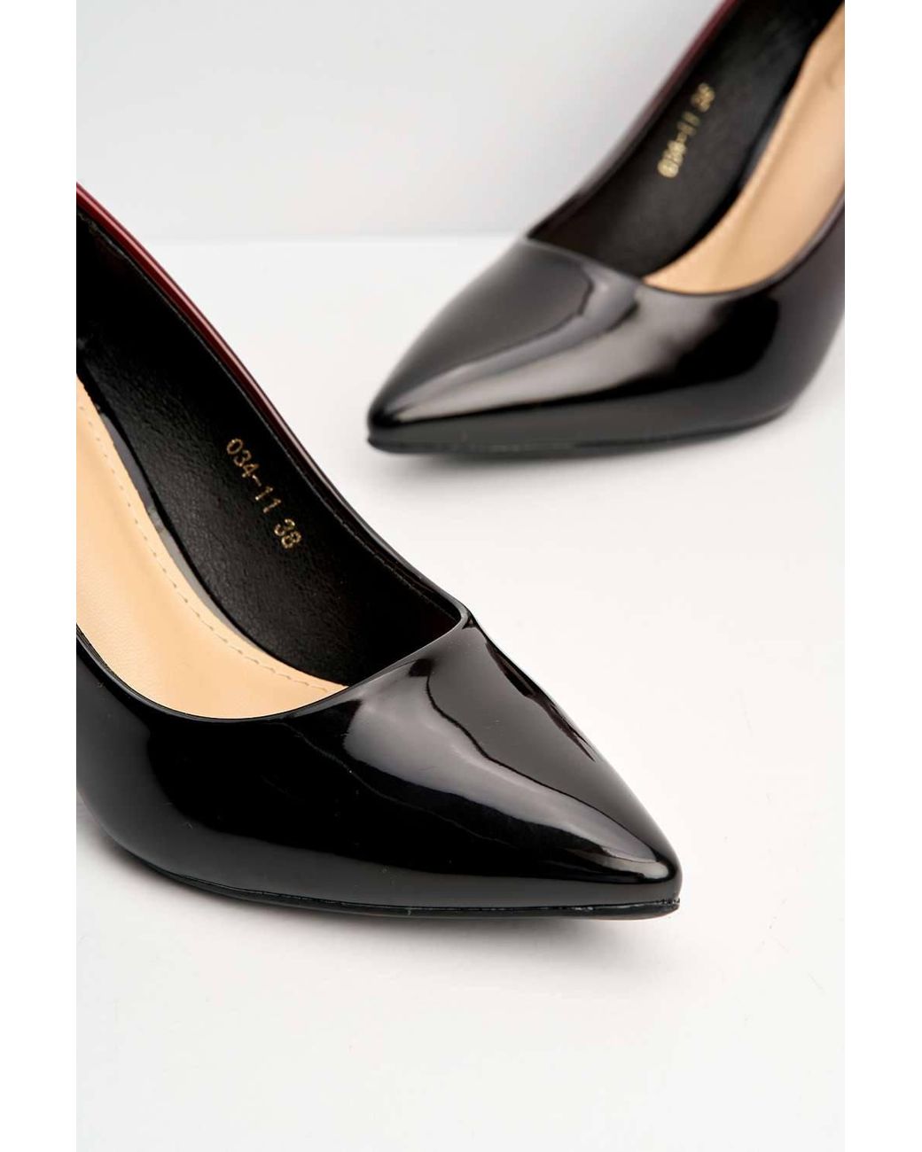 Miss Diva Black Alani Two Tone Medium Heel Court Shoes