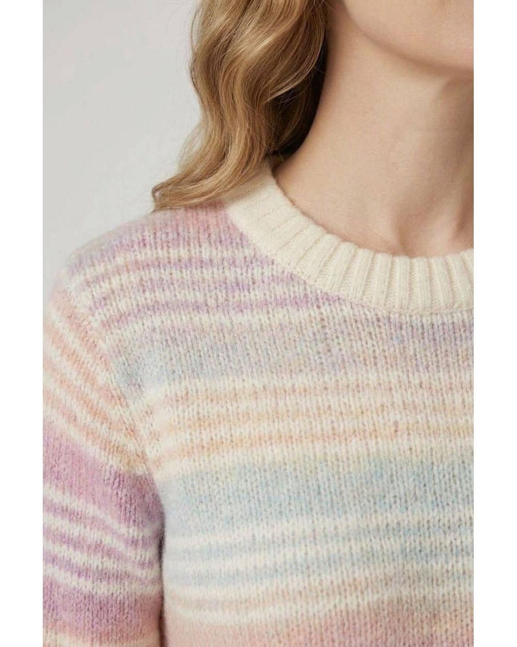 Izabel London White Striped Texture Long Sleeve Jumper