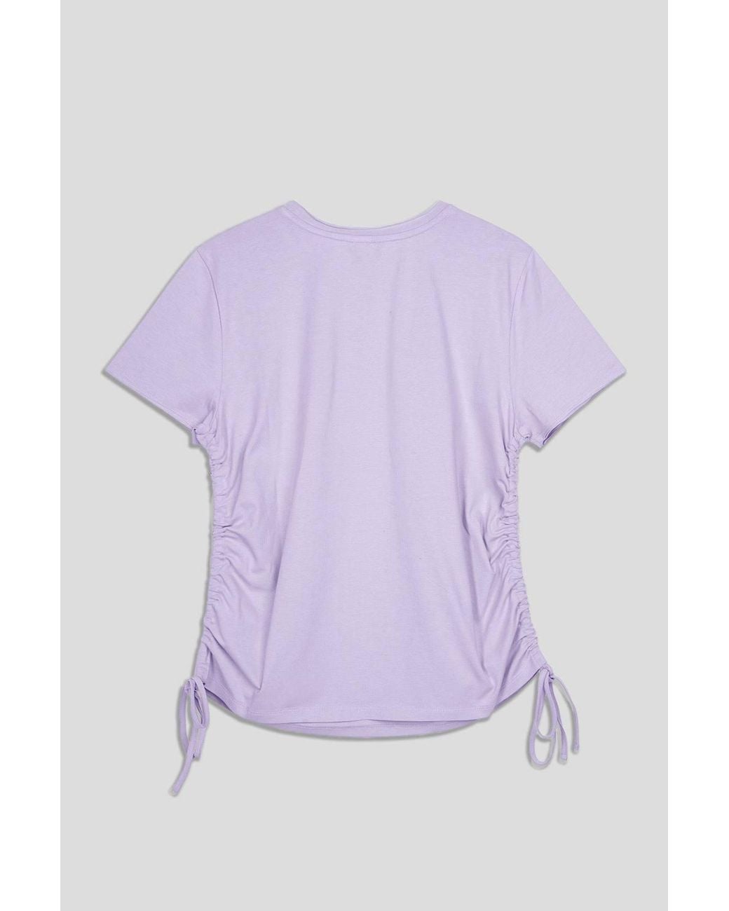 Enorsia Purple Ruched Side Seam Short Sleeve T-Shirt