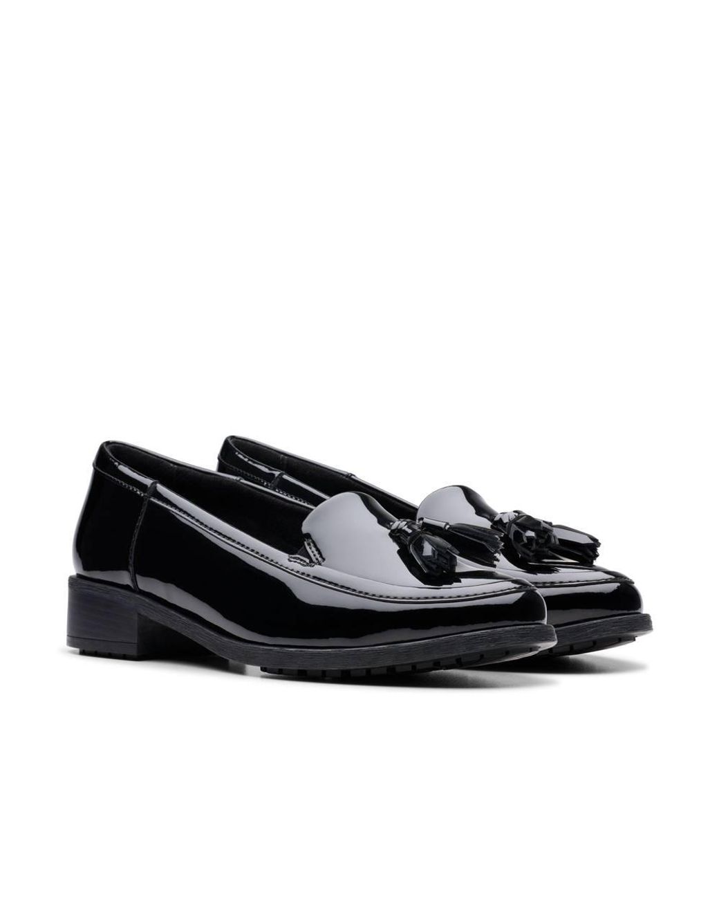 Clarks Black Havisham Edge Loafer Patent Loafers, Slip Ons