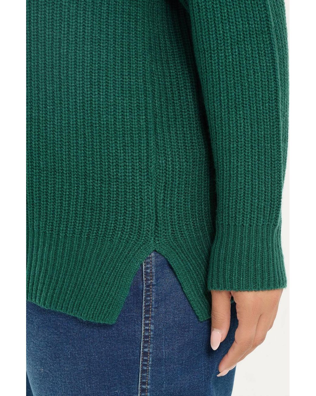Yours Green V-Neck Knitted Jumper