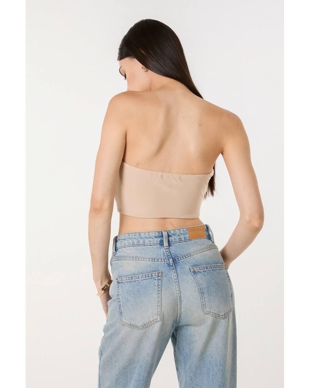 Pink Vanilla Blue Bandeau Eyelet Detail Corset Top