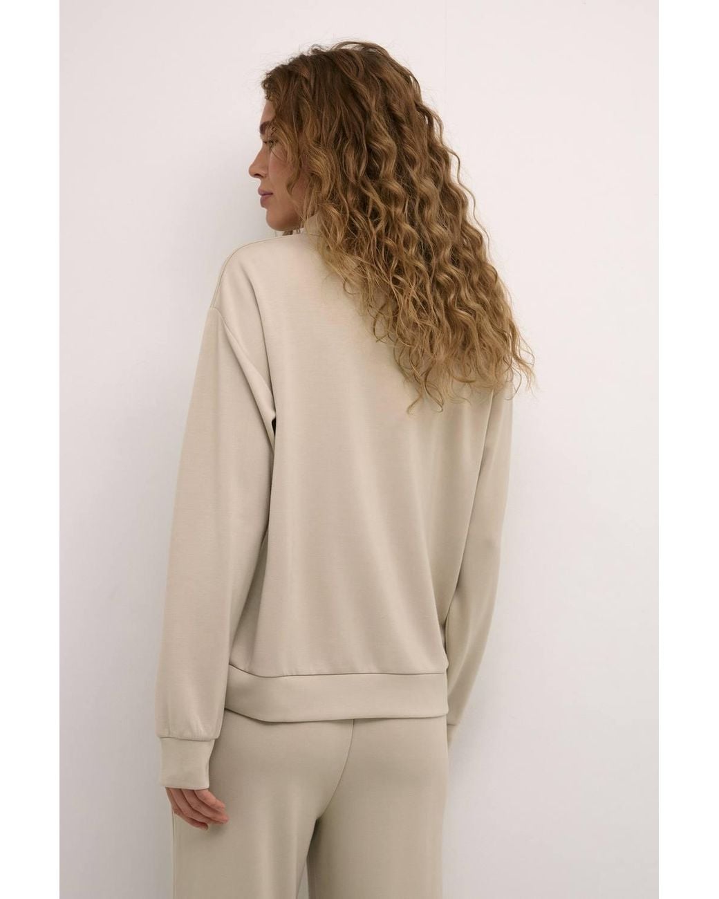 Kaffe Natural Kaannika Mock Neck Casual Fit Sweatshirt