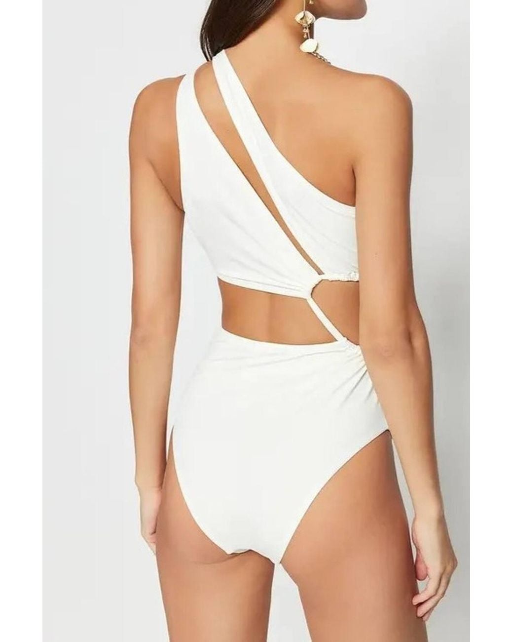 WOVCOR Blue One Shoulder Cut Out Detail Swimsuit
