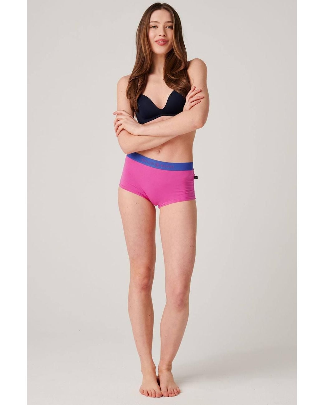 British Boxers Pink Pack Of Three "Amusements" Cotton Hipster Boxer Briefs