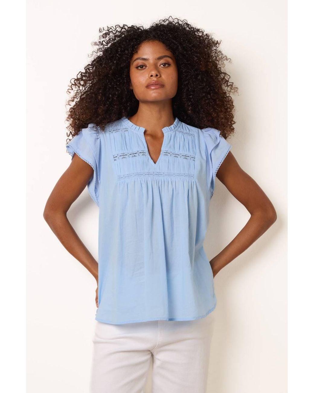 Blue Vanilla Blue Short Sleeve V-Neck Top