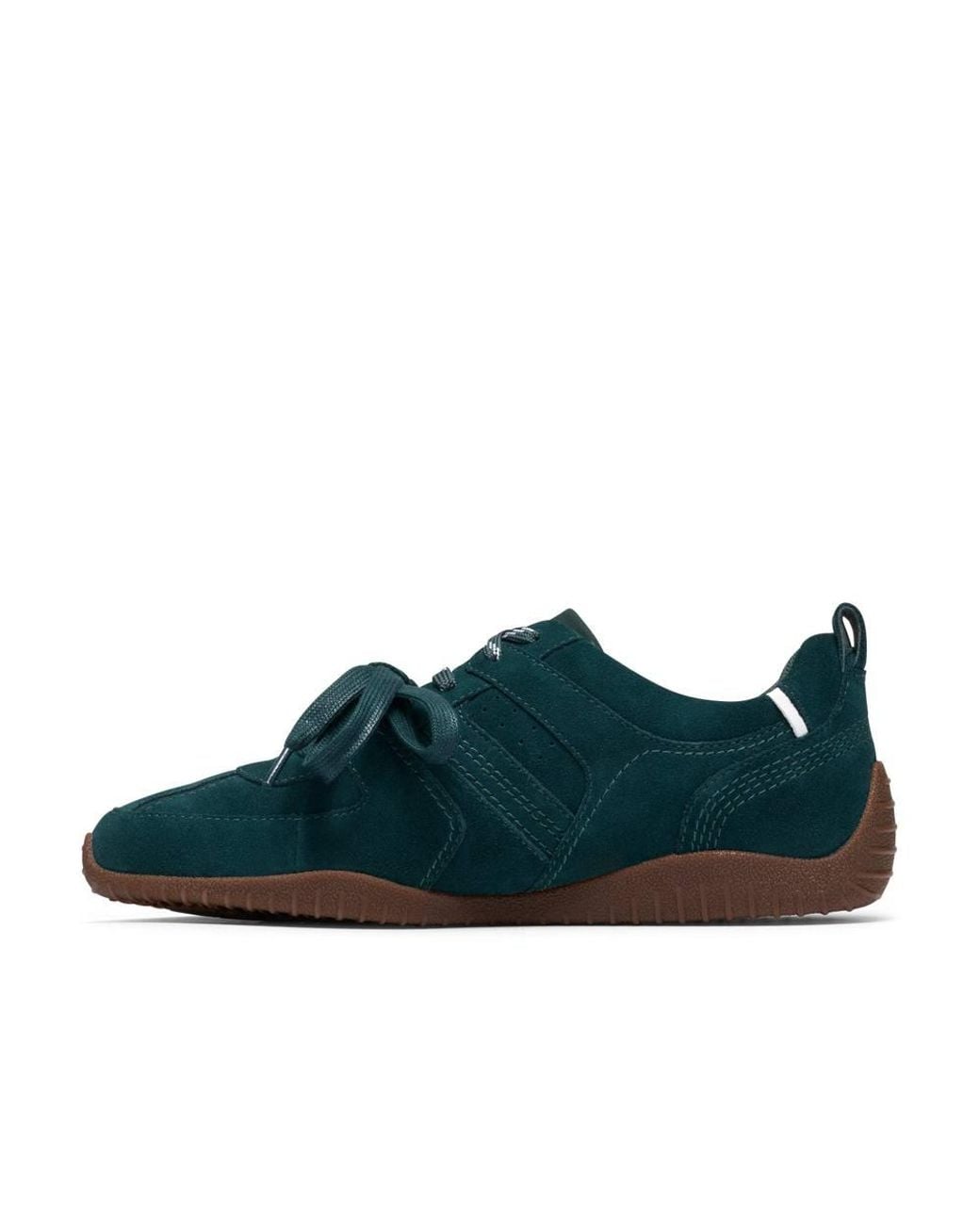 Clarks Green Meridor Lace Suede Trainers, Lace Up