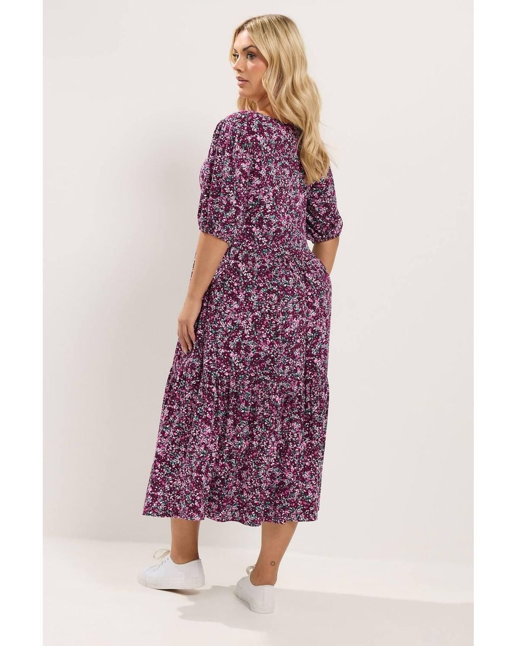 Yours Purple Floral Print Maxi Dress